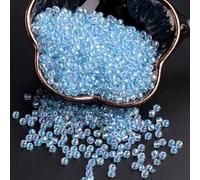 ORGEFY Perline di Vetro Colorate Uniformi Interne da 2/3/4 mm, Perline distanziatrici Rotonde per Gioielli Fai da Te, Accessori per la creazione di bracciali-DK16 Azzurro-2 mm 10 g 800 Pezzi