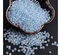 ORGEFY Perline di Vetro Colorate Uniformi Interne da 2/3/4 mm, Perline distanziatrici Rotonde per Gioielli Fai da Te, Accessori per la creazione di bracciali-DK14 Azzurro Cielo-2 mm 10 g 800 Pezzi