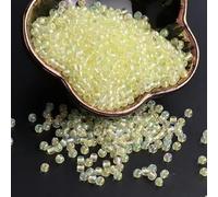 ORGEFY Perline di Vetro Colorate Uniformi Interne da 2/3/4 mm, Perline distanziatrici Rotonde per Gioielli Fai da Te, Accessori per la creazione di bracciali-DK07 Giallo Chiaro-2 mm 10 g 800 Pezzi