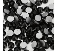 ORGEFY Pietre di Glitterate con Retro Piatto in Vetro, da incollare su Strass per Nail Art, Decorazioni per Vestiti - 8 Neri - SS6-1440 Pezzi
