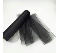 ORGEFY Rotolo di Organza Trasparente da 25 m x 29 cm, Tessuto in Tulle, Fasce per sedie, Fiocchi, Runner da Tavolo, festoni Fai da Te per Decorazioni di Feste, Compleanni e Altri Eventi - Nero
