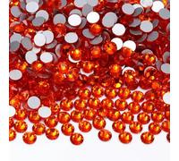 ORGEFY SS3-SS60 Serie Rossa Fondo Argento Strass Rotondi Non Hotfix Tutte Le Dimensioni di Vetro Glitterato per Decorazione di Abiti Manufatti-Arancione-SS60-144 Pezzi