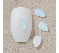 ORGEFY Strass per Nail Art a Fondo Piatto, autoadesivi, in di Vetro Lucido, Colore Bianco Moka, 5,2x8 mm, 100 Pezzi