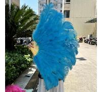 ORGEFY Ventaglio di Piume di Struzzo Rosa 1/2 Pezzi, Accessori per spettacoli di Danza sul palco, 100 cm, Piccolo ventaglio di Piume per Artigianato, Mano Sinistra e Destra, Blu Lago, 100 cm, 2 Pezzi