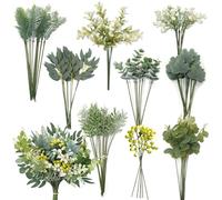 OrgMemory 78 fiori finti, steli di verde artificiali, verde per centrotavola per bouquet da sposa fai da te, centrotavola per composizioni floreali per matrimoni