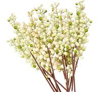 OrgMemory Bacche di Natale Artificiali, Natale Bacca, (20 peezi, 30cm Ciascuno), Ramo Bacche Bianche Natalizie, Bacche Natalizie per Decorazioni (Avorio)