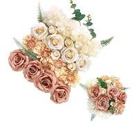 OrgMemory Fiori Artificiali, Fiori Rosa Antico, Rose Finte Schiuma, Fiori per Decorazioni, Fiori Finti per Matrimonio (Caffeina Champagne Gradiente)