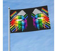 Orgoglio Delle Labbra Arcobaleno Lesbiche Bandiere Di Benvenuto Con 2 Occhielli Bandiera Da Cortile Resistente Alle Intemperie Bandiere Da Giardino Decorazione Per Patio Esterni Fattoria 90X152Cm