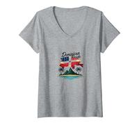 Orgoglio Dominicano: Celebrazione Patriottica del Paradiso dell'Isola Maglietta con Collo a V, Donna, Grigio Melange, L