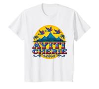 Orgoglio haitiano Ayiti Cherie Tropical Paradise Art Maglietta, Bambini, Bianco, 12 Anni