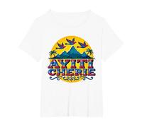 Orgoglio haitiano Ayiti Cherie Tropical Paradise Art Maglietta, Donna Plus-Size, Bianco, 3X