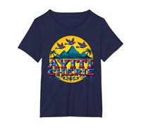Orgoglio haitiano Ayiti Cherie Tropical Paradise Art Maglietta, Donna Plus-Size, Navy, 4X
