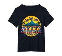 Orgoglio haitiano Ayiti Cherie Tropical Paradise Art Maglietta, Donna Plus-Size, Nero, 5X