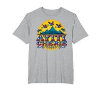 Orgoglio haitiano Ayiti Cherie Tropical Paradise Art Maglietta, Uomo Taglie Grandi, Grigio Melange, 4X Tall