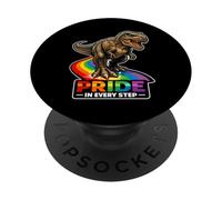 "Orgoglio in ogni passo" Ruggente Dino Rainbow Sentiero PopSockets PopGrip Adesivo