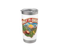 Orgoglio Ohio: Skyline e Montagne Russe Vintage Bicchiere termico in acciaio inox doppia parete