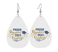 Orgogliosa figlia di una classe del 2023 laureata orecchini in pelle PU orecchini Earbob orecchini pendenti a goccia per le donne ragazze matrimonio da sposa