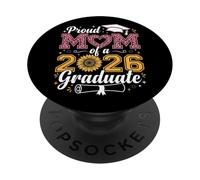 Orgogliosa mamma i A 2026 laureato Senior Girasole Leopard PopSockets PopGrip Adesivo