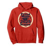 Orgogliosa Mamma di Una Celebrazione della Laurea Senior 2025 Felpa con Cappuccio, Unisex per Adulti, Rosso, S