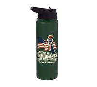 Orgogliosa nazione immigrata ha costruito questo paese patrimonio americano Stainless Steel Insulated Water Bottle