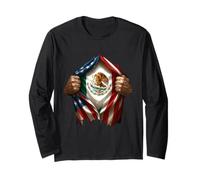 Orgogliose radici messicane con America e Messico Flag Heritage Maglia a Manica