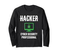 Orgogliosi Hackers Job Title Cyber Security Professional Shield Maglia a Manica