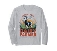 Orgoglioso agricoltore lattiero-caseario vintage - Retro Support Local Dairy Farm Maglia a Manica