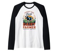 Orgoglioso agricoltore lattiero-caseario vintage - Retro Support Local Dairy Farm Maglia con Maniche Raglan