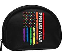 Orgoglioso alleato Rainbow Gay Bandiera americana Lgbt Pride Month Portamonete Portafoglio Donna e ragazza Cute Fashion Bag Change Pouch Portachiavi Borsa da donna Regalo