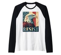 Orgoglioso americano difendere la democrazia - Anti Trump - RESIST Maglia con Maniche Raglan