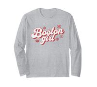 Orgoglioso Boston Girl Retro Groovy City Maglia a Manica
