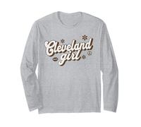 Orgoglioso Cleveland Girl Retro Groovy City Maglia a Manica