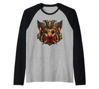Orgoglioso Combattente Albanese dei Balcani Double Eagle Maglia con Maniche Raglan