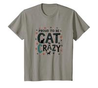 Orgoglioso di Essere Cat Crazy: Feline Lover Typography Art Maglietta, Bambini, Ardesia, 12 Anni