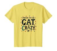 Orgoglioso di Essere Cat Crazy: Feline Lover Typography Art Maglietta, Bambini, Limone, 8 Anni