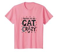 Orgoglioso di Essere Cat Crazy: Feline Lover Typography Art Maglietta, Bambini, Rosa, 8 Anni