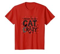 Orgoglioso di Essere Cat Crazy: Feline Lover Typography Art Maglietta, Bambini, Rosso, 2 Anni