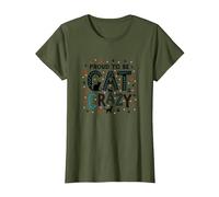 Orgoglioso di Essere Cat Crazy: Feline Lover Typography Art Maglietta, Donna, Oliva, S