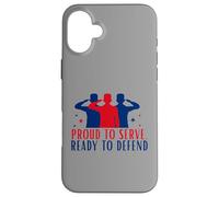 Orgoglioso di servire pronto a difendere Tee Guardia Nazionale, patriottica Custodia per iPhone 16 Plus