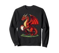 Orgoglioso Drago Rosso con Una Palla da Rugby Felpa