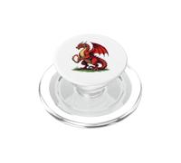 Orgoglioso drago rosso con una palla da rugby PopSockets PopGrip per MagSafe
