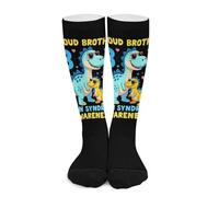 Orgoglioso fratello Down, consapevolezza della sindrome di Dinosauro (2) Calzini a compressione per donne e uomini, calze alte per la corsa e i viaggi Calze a compressione per uomo e donna, modello a