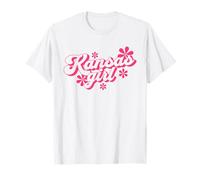 Orgoglioso Kansas Girl Retro Groovy Stato Maglietta