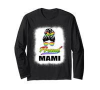 Orgoglioso Mami Messy Bun LGBT Rainbow Flag LGBTQ Pride Maglia a Manica