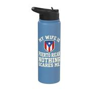 Orgoglioso Marito Mia moglie è portoricano Nulla mi spaventa Stainless Steel Insulated Water Bottle