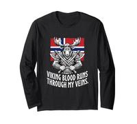 Orgoglioso Norvegese Viking Blood Moose Norvegia Heritage Maglia a Manica