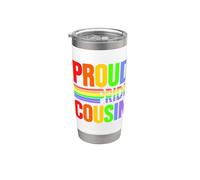 Orgoglioso orgoglio cugino arcobaleno gay lesbiche bambino amore & supporto Bicchiere termico in acciaio inox doppia parete