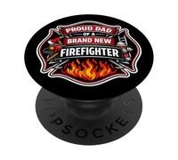 Orgoglioso papà di un nuovo vigile del fuoco vigile del fuoco donna padre figlio PopSockets PopGrip Adesivo