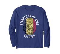 Orgoglioso Patrimonio Belga Fingerprint Art per Anime patriottiche Maglia a Manica