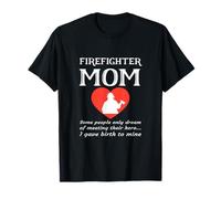 Orgoglioso Pompiere Mamma Pompiere Pompiere Madre Cuore Mamma Maglietta